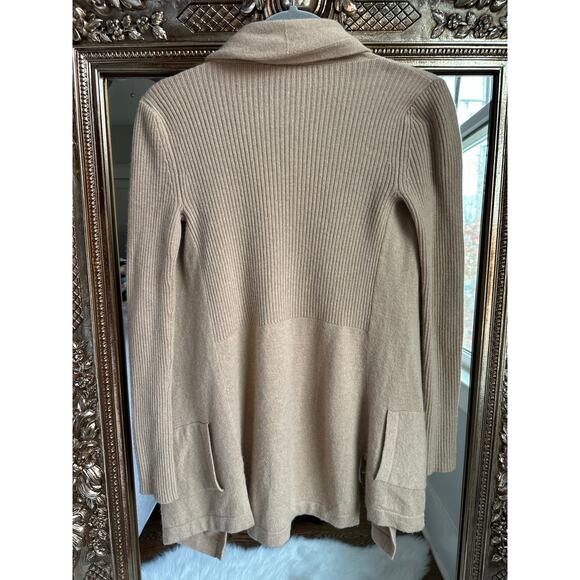 Theory Maritza Cashmere Cardigan Sweater Tan Size Small Petite - Picture 3 of 4